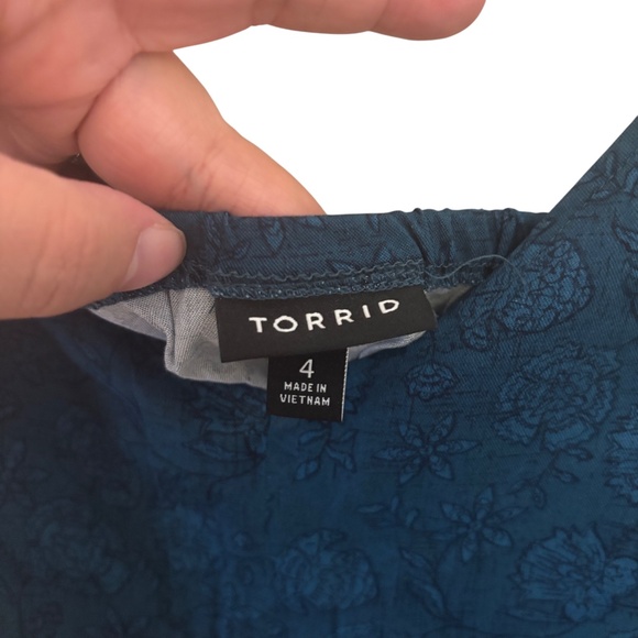 NWT Torrid 4X Blue Floral Tea-Length Trapeze Dress - Picture 2 of 8
